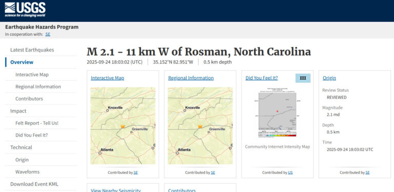 Another 2+ Magnitude Earthquake Hit The NC Rainforest – 5 Total In The Past 30 Days