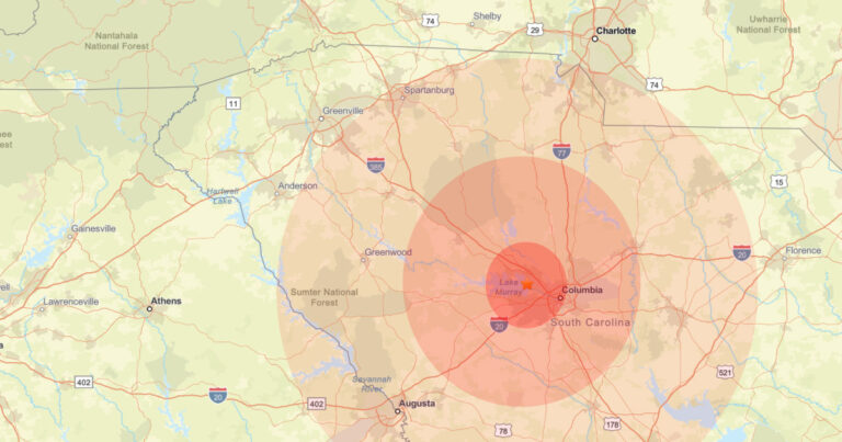 South Carolina Rumbles as 2.8 Earthquake Shakes Lake Murray Tuesday Evening