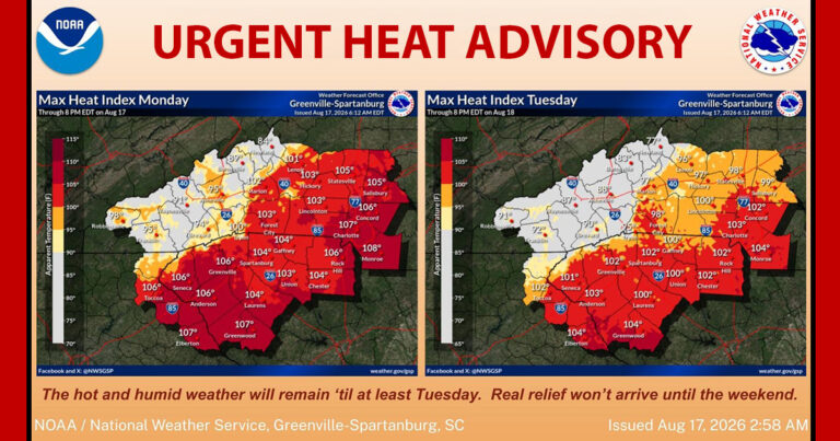 NWS Issues Heat Advisory Warning – Charlotte Could Break 115-Year-Old Heat Record Today