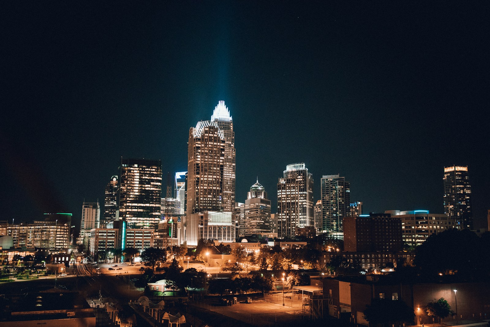 Charlotte’s Uptown skyline illuminated at night