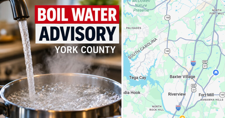Emergency Boil Water Alert Issued For Parts of Fort Mill and Tega Cay